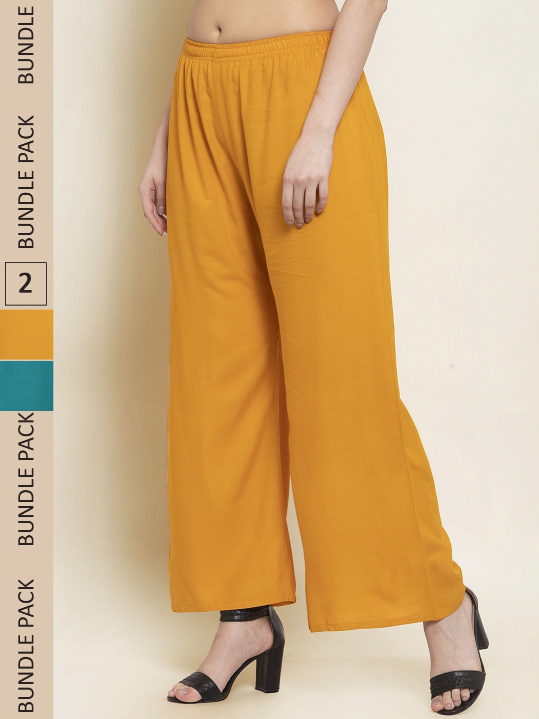 

borse lele Women Pack of 2 Palazzos, Mustard