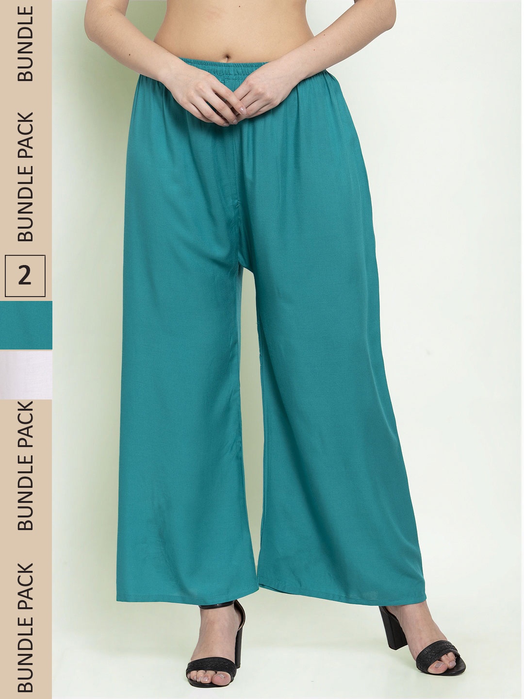 

borse lele Women Pack of 2 Palazzos, Turquoise blue