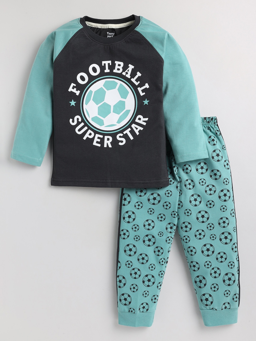 

Toonyport Unisex Kids Printed Top with Pyjamas Clothing Set, Black