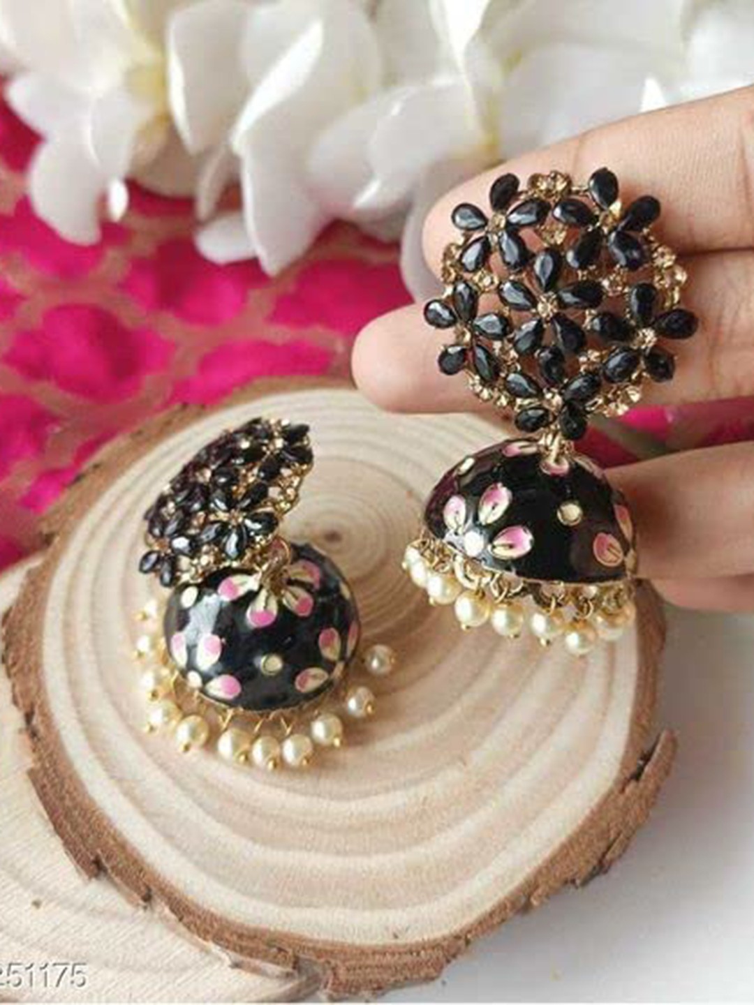 

Krelin Gold-Plated Classic Jhumkas Earrings, Black