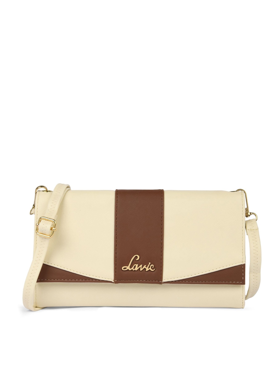 

Lavie Colourblocked Structured Sling Bag, Beige