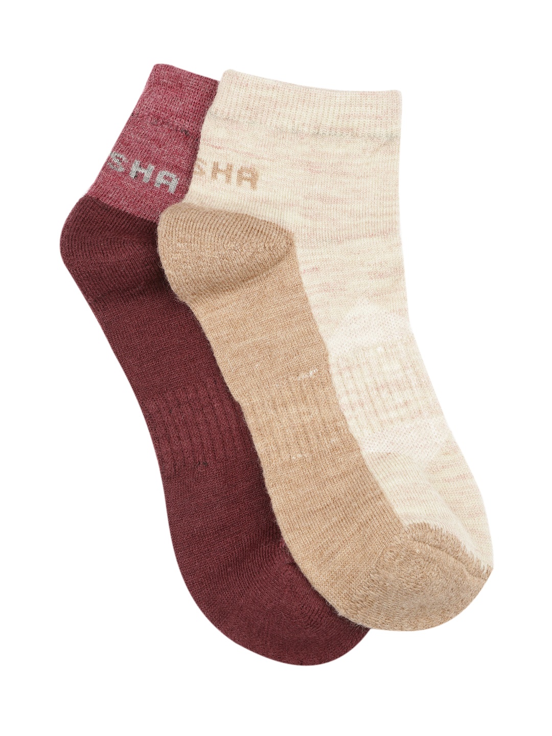 

Kosha Women Pack of 2 Ankle Length Merino Wool Technical Socks, Red