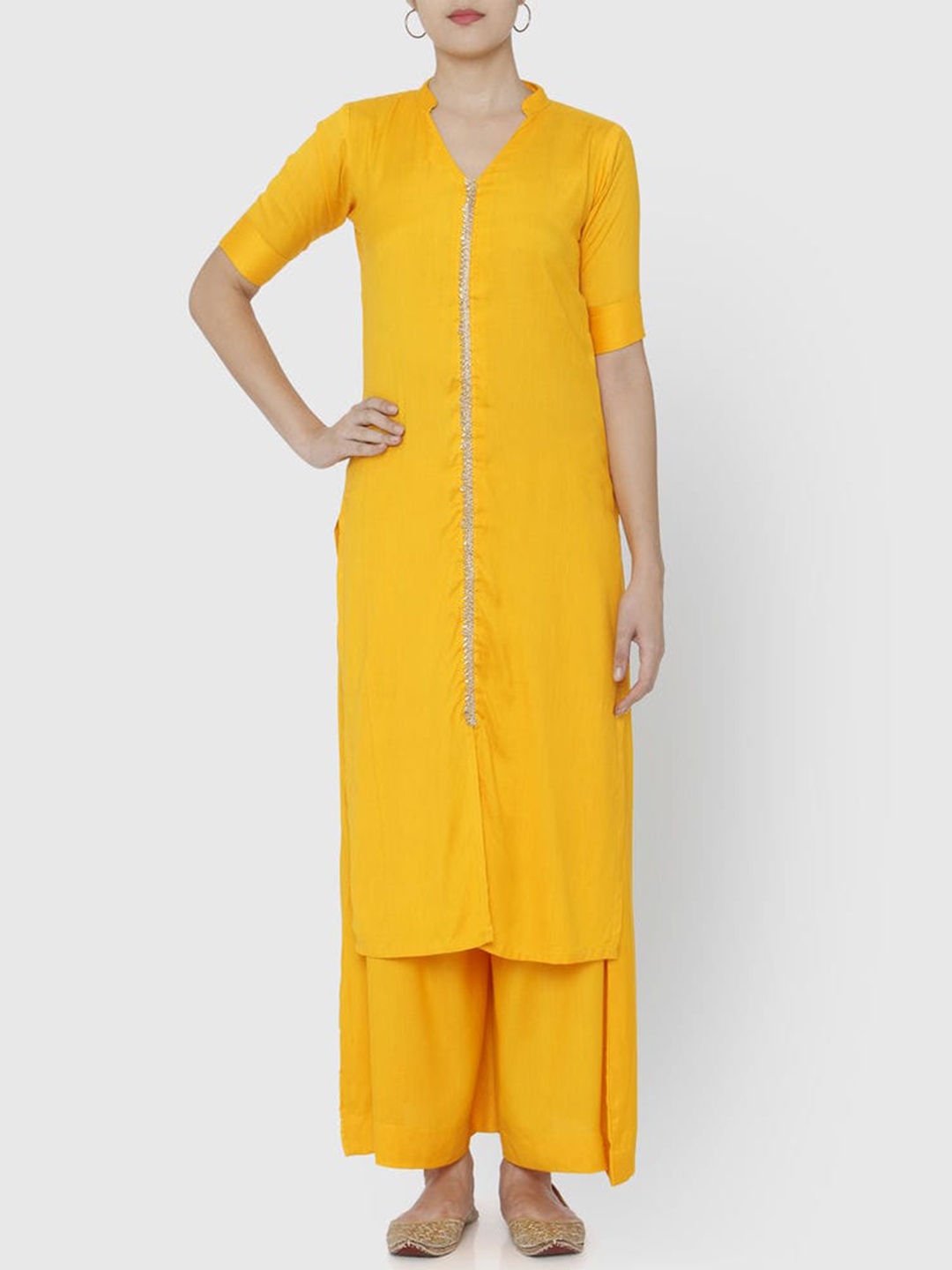 

SHADES Gotta Patti Kurta with Palazzos, Yellow