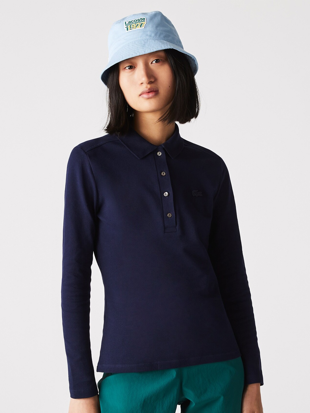 

Lacoste Women Polo Collar Slim Fit T-shirt, Blue