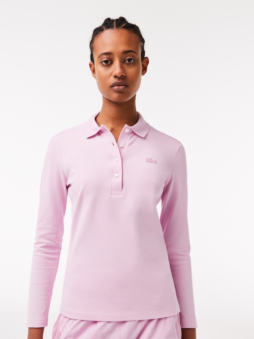 

Lacoste Women Cotton Polo Collar Slim Fit T-shirt, Pink