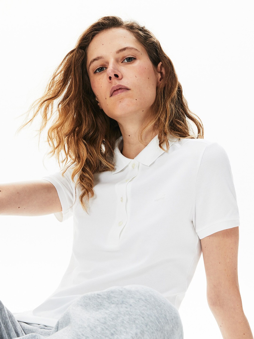 

Lacoste Women Polo Collar Slim Fit Cotton T-shirt, White