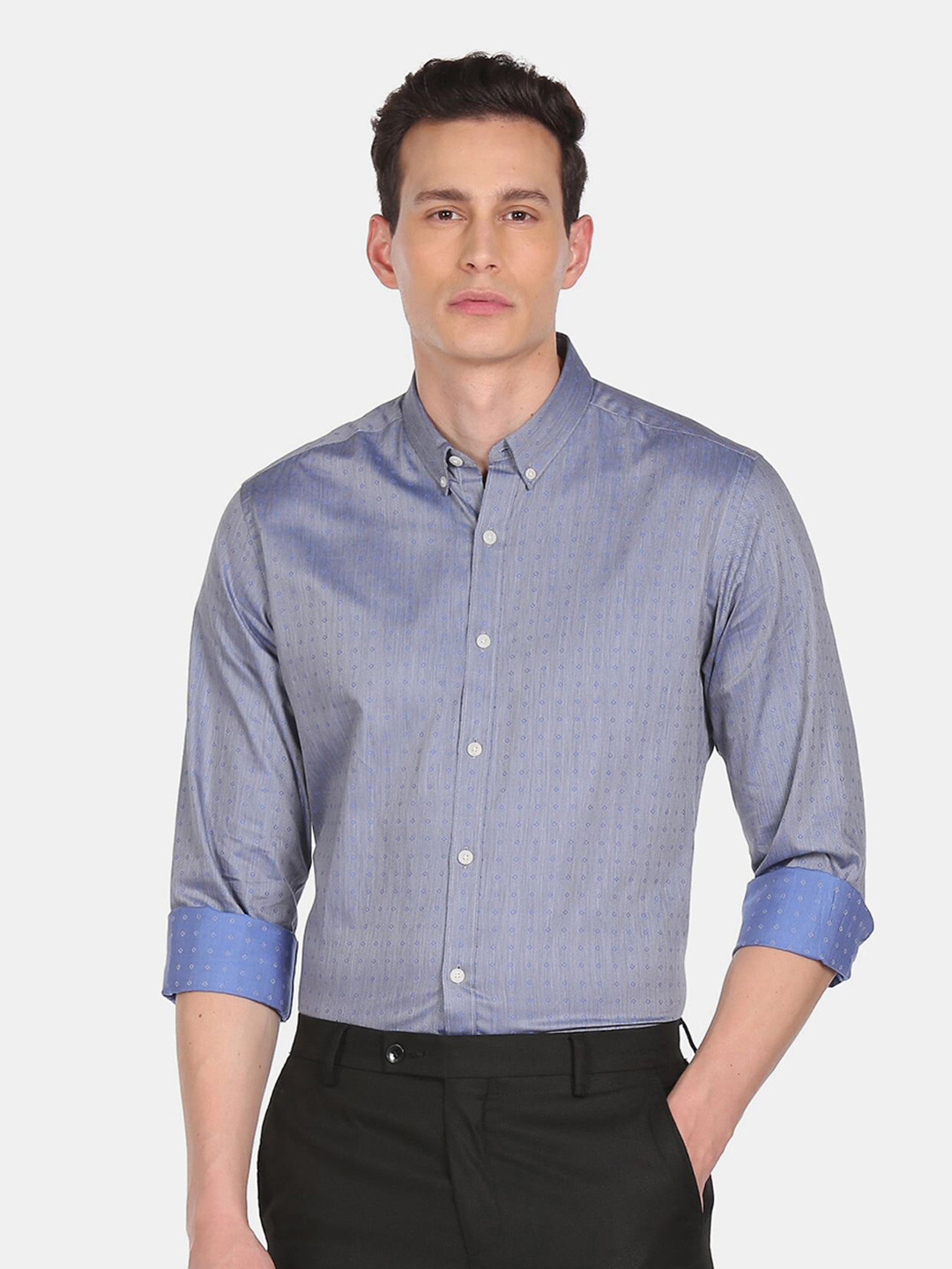 

Arrow Men Printed Pure Cotton Formal Shirt, Blue