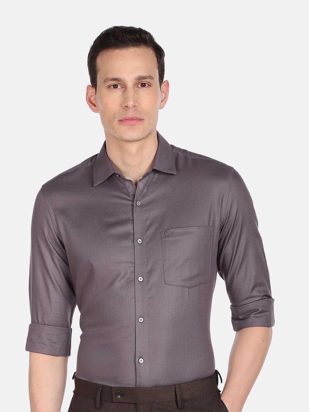 

Arrow Men Spread Collar Formal Shirt, Grey