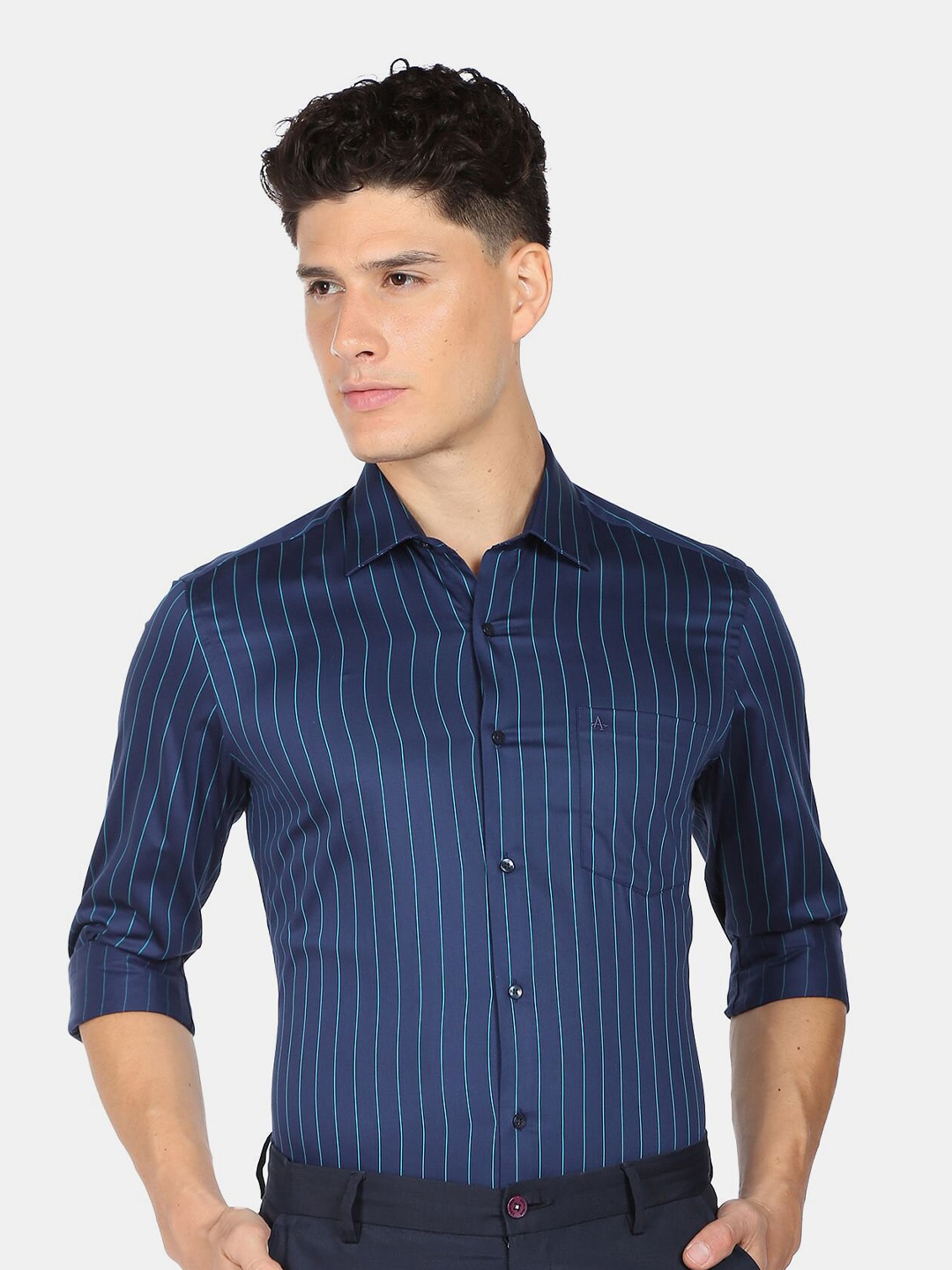 

Arrow Men Slim Fit Striped Pure Cotton Formal Shirt, Blue
