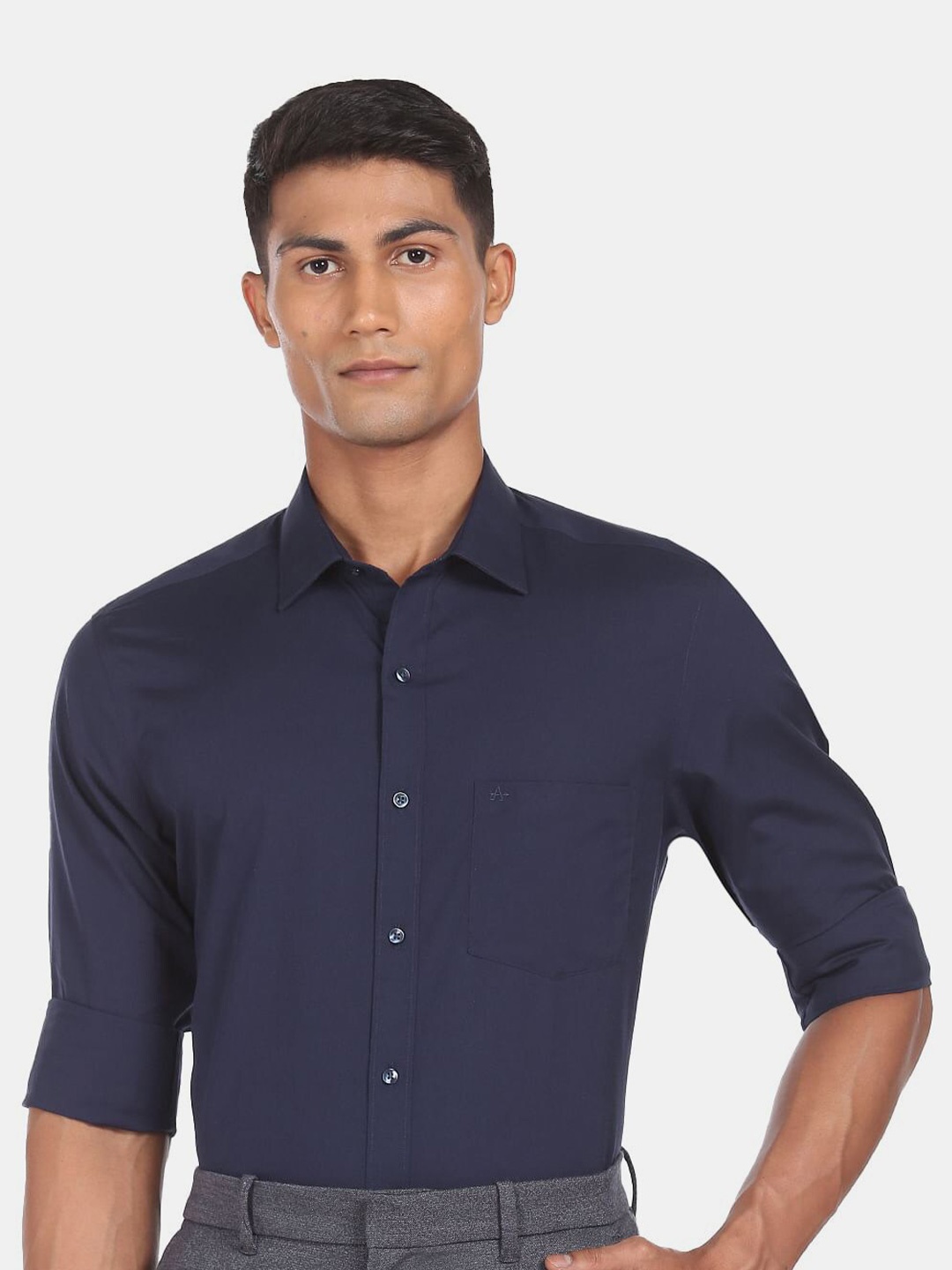

Arrow Men Pure Cotton Regular Fit Formal Shirt, Blue