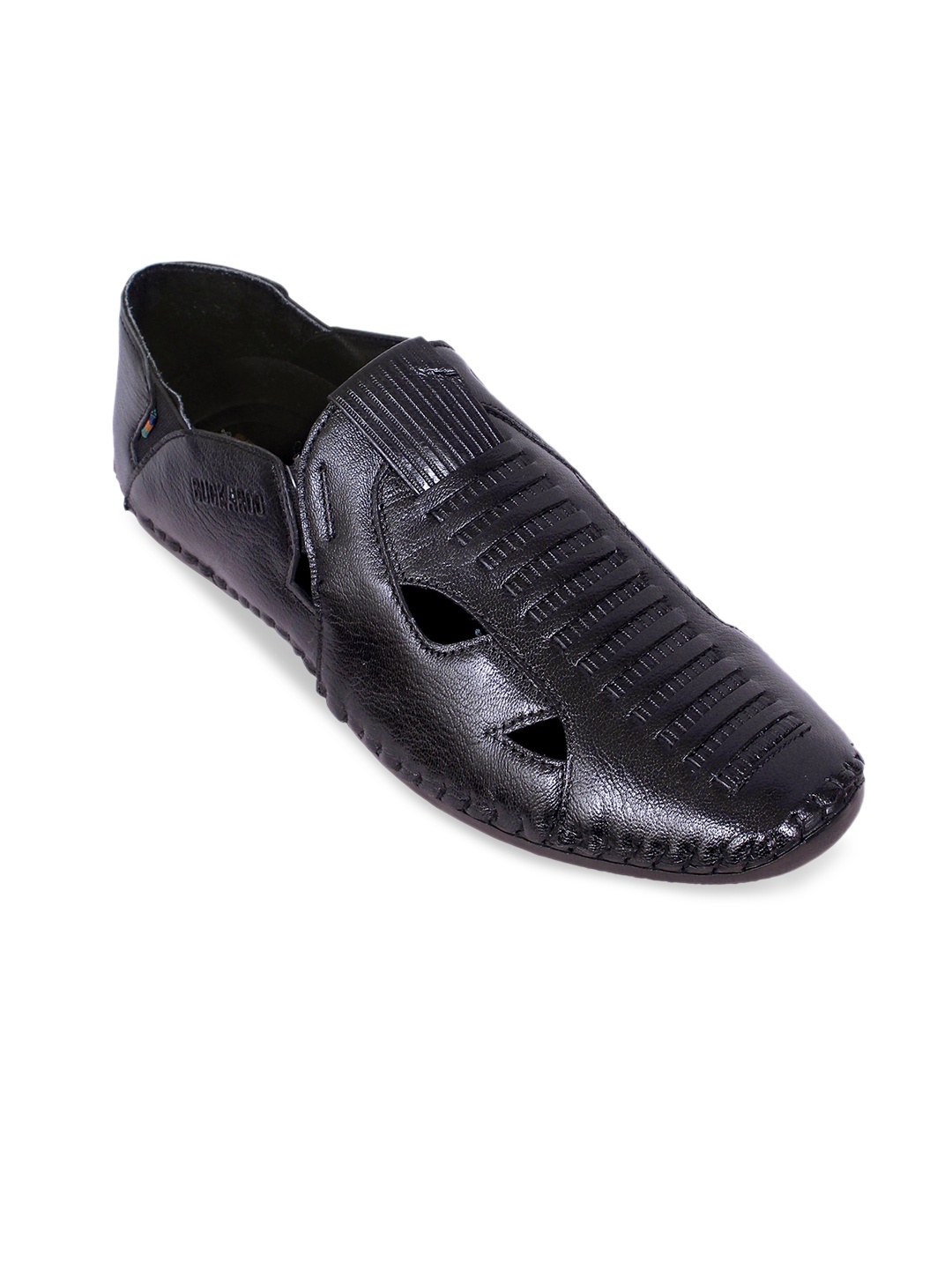 

Buckaroo Men Textured Leather Driving Shoes, Black