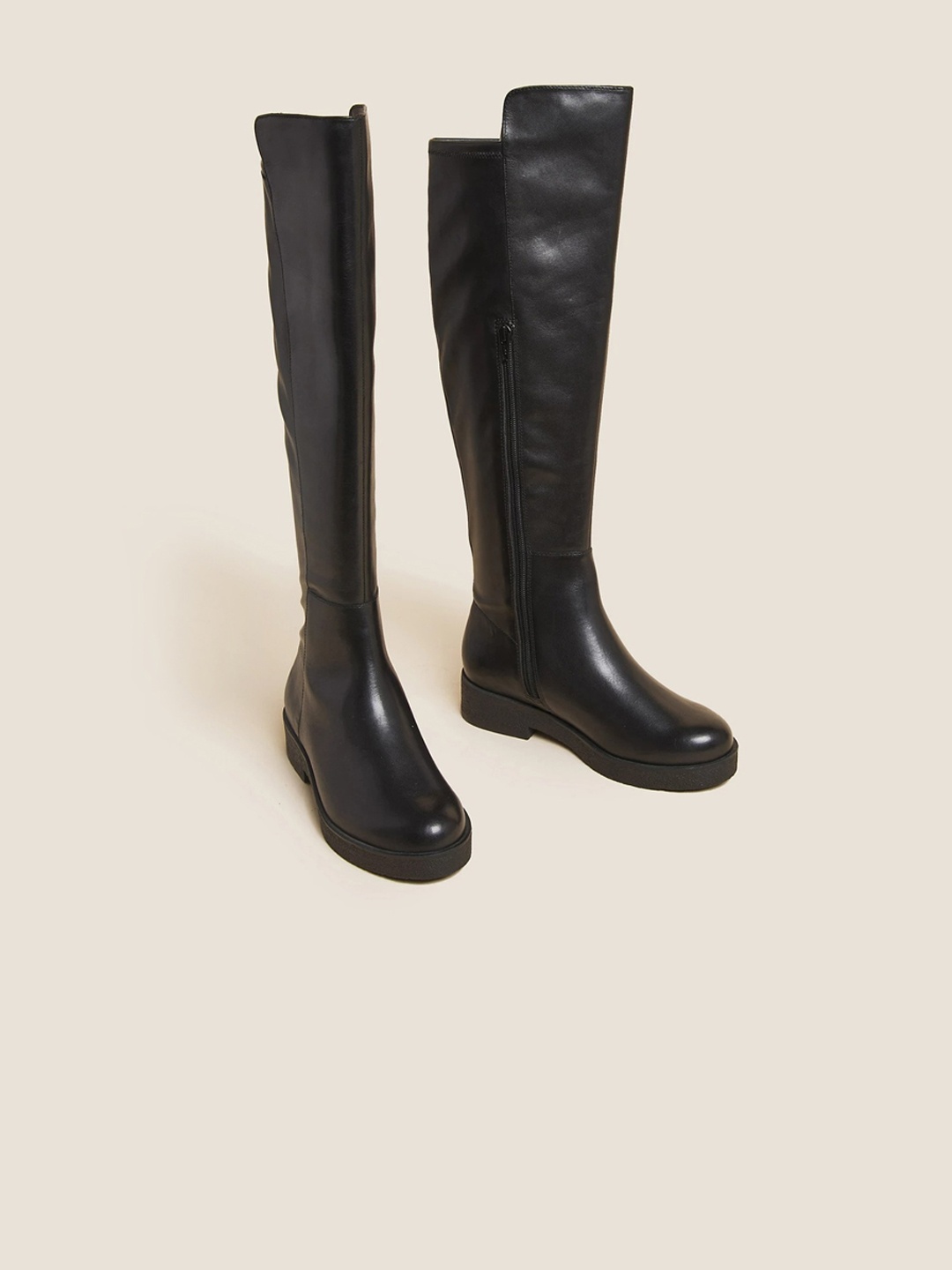 

Marks & Spencer Women Leather Slouchy Boots, Black