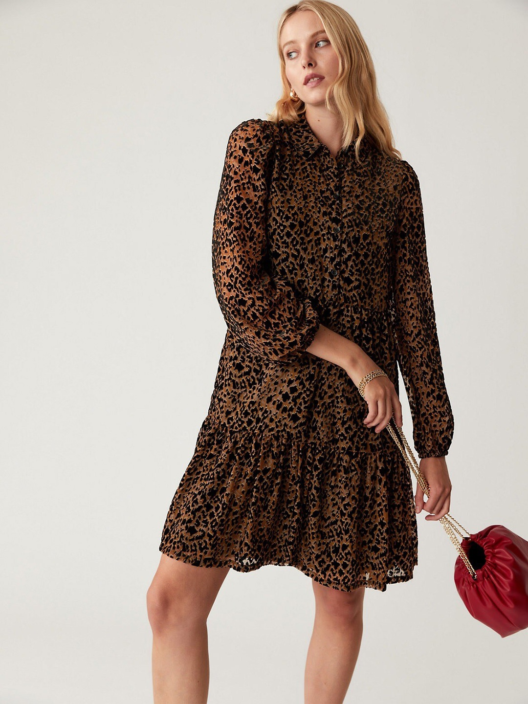 

Marks & Spencer Animal Printed A-Line Dress, Brown