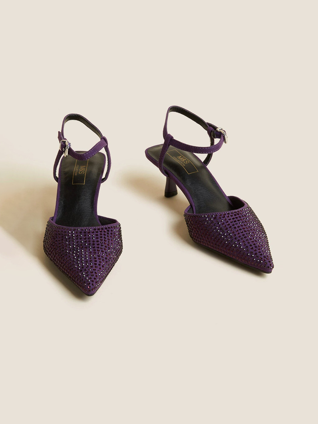 

Marks & Spencer Embellished Kitten Heels, Purple