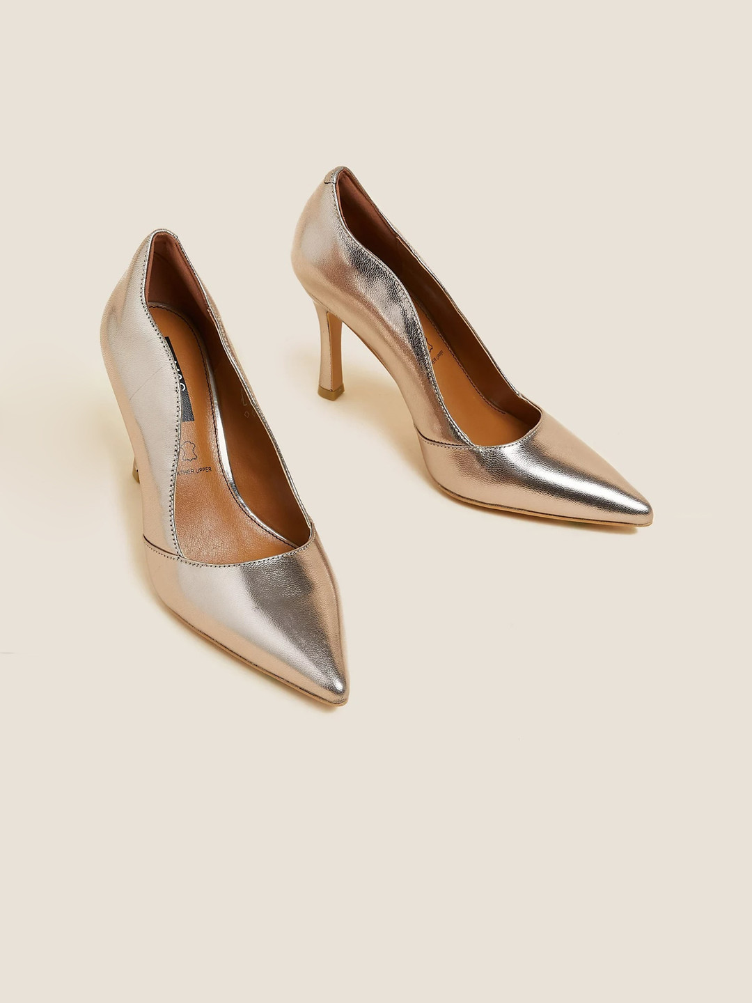 

Marks & Spencer Pointed Toe Slim Heel Pumps, Silver