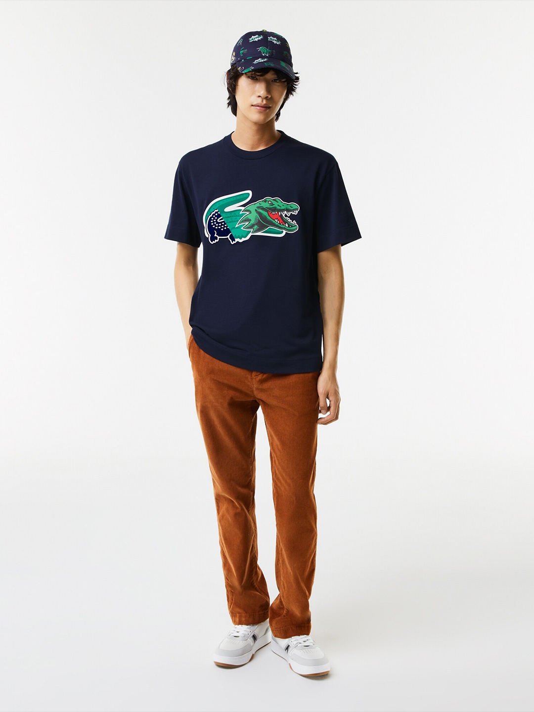 

Lacoste Printed Cotton T-shirt, Navy blue
