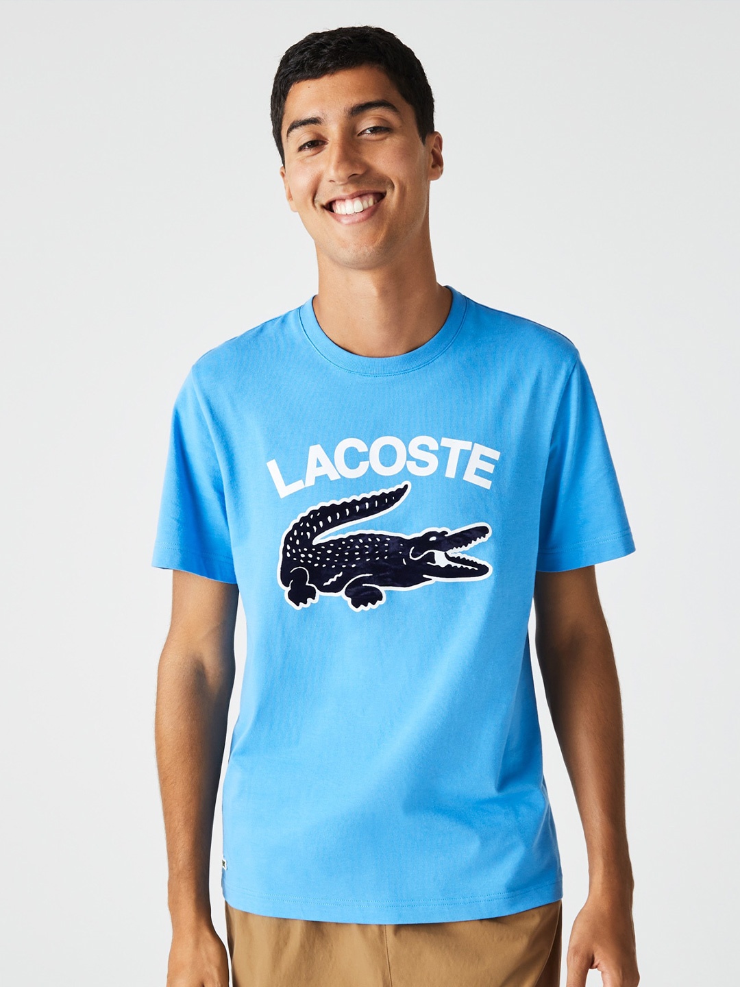 

Lacoste Men Printed Pure Cotton Regular Fit T-shirt, Blue
