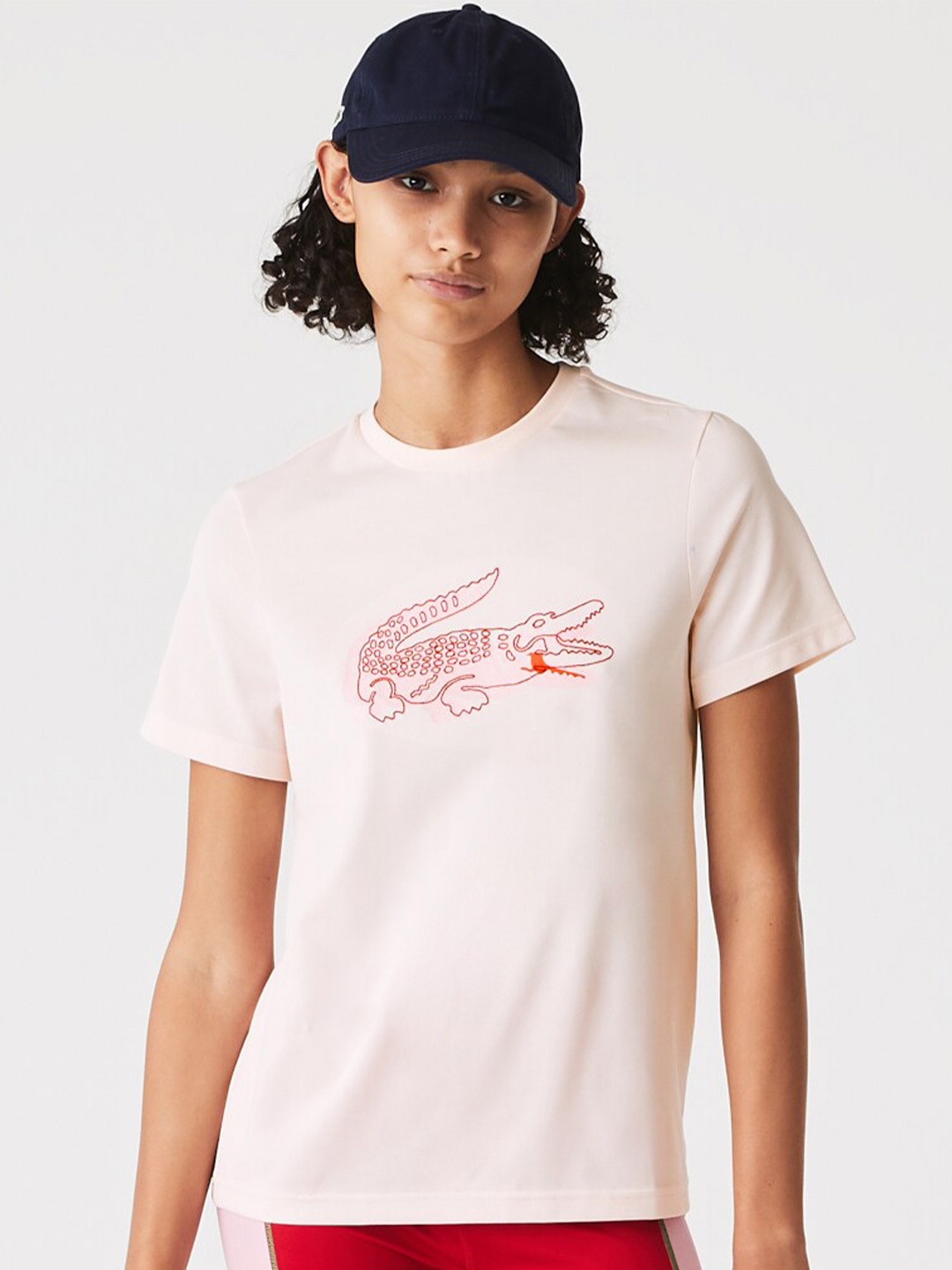 

Lacoste Women Cotton Solid T-shirt, Pink