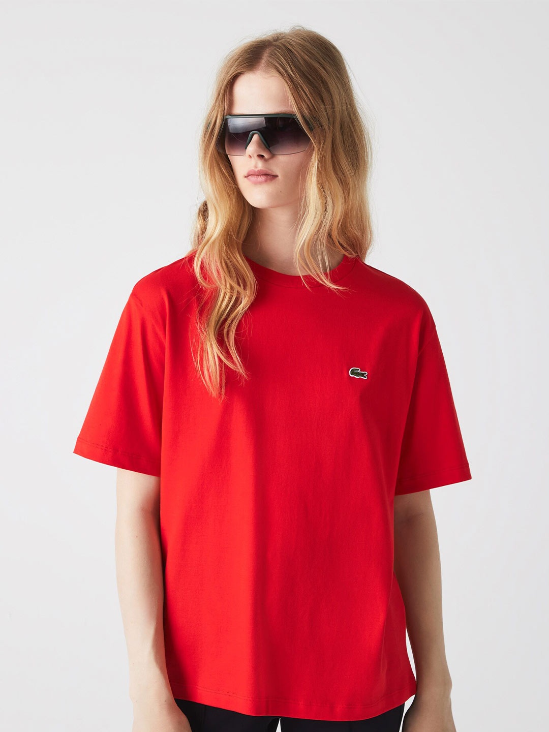 

Lacoste Women Pure Cotton T-shirt, Red