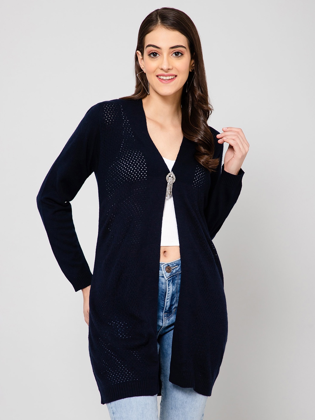 

Crozo By Cantabil Women Wool Shrug, Navy blue