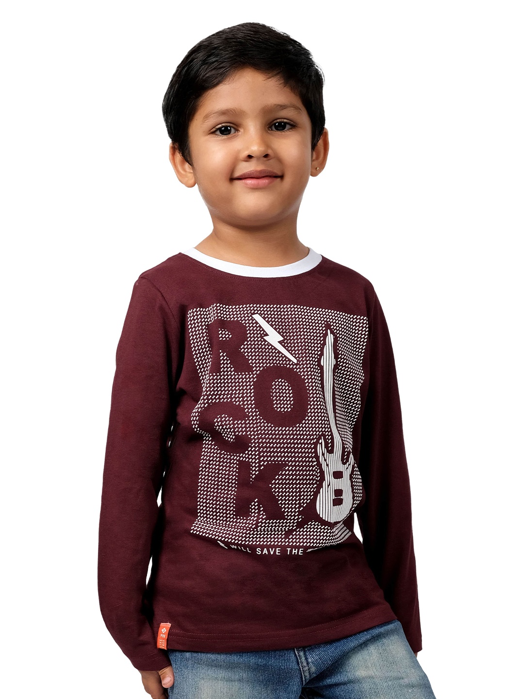 

3PIN Boys Typography Printed Cotton T-shirt, Burgundy