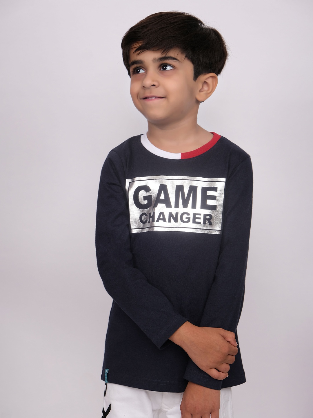 

3PIN Boys Typography Printed Cotton T-shirt, Navy blue