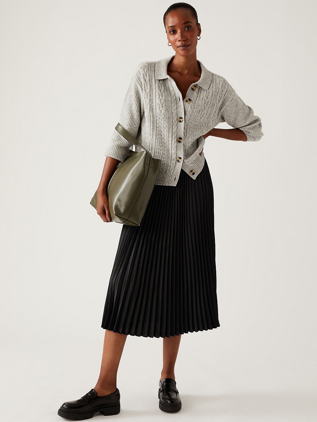

Marks & Spencer Women Pleated Skirt, Black