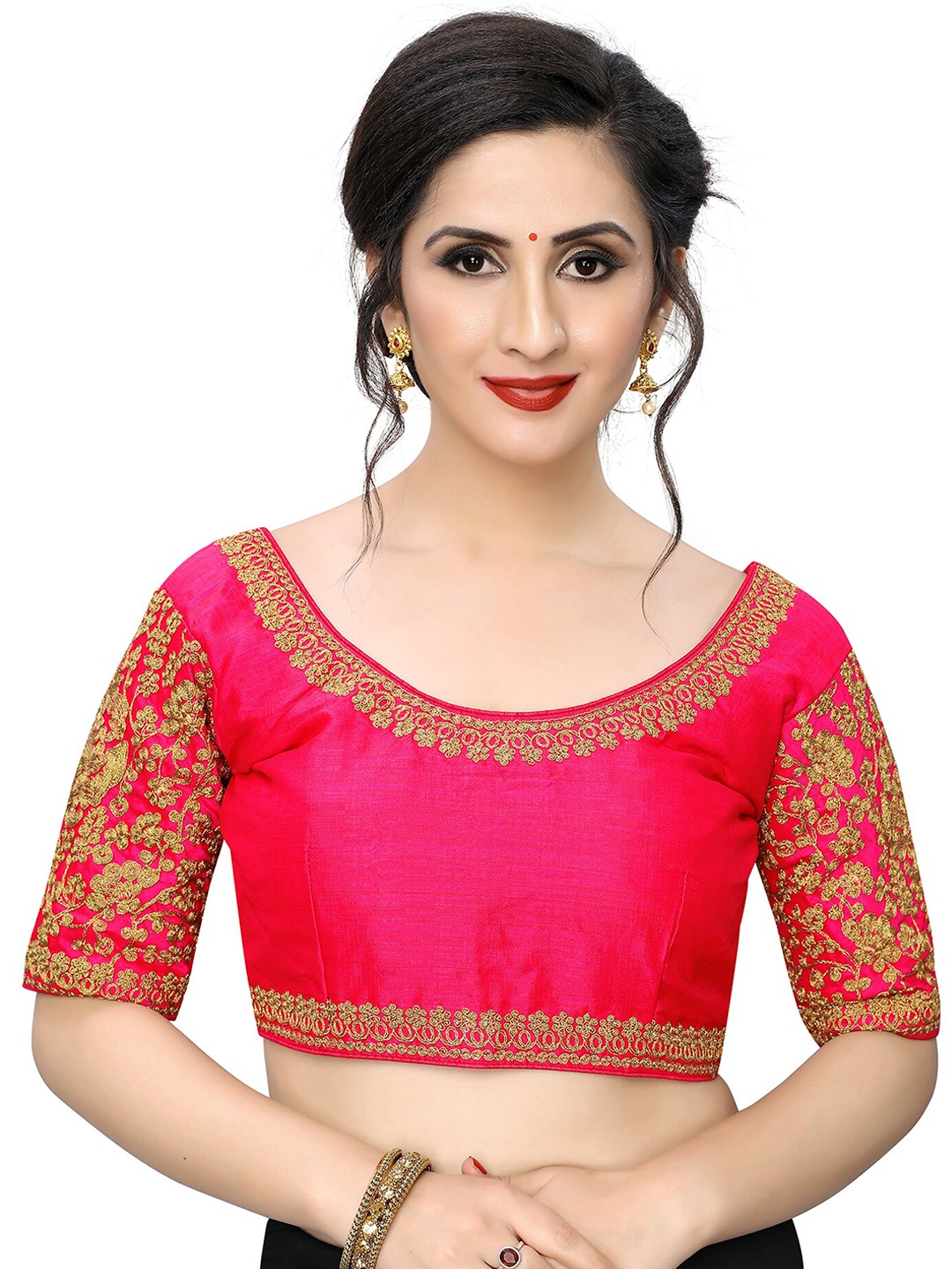 

Fab Viva Embroidered Saree Blouse, Pink
