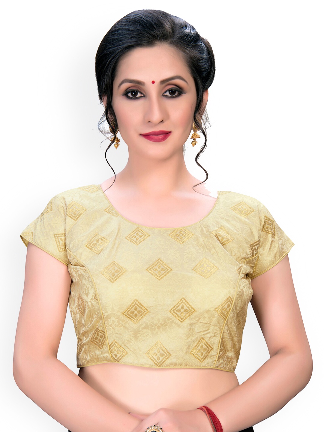 

Fab Viva Printed Saree Blouse, Beige