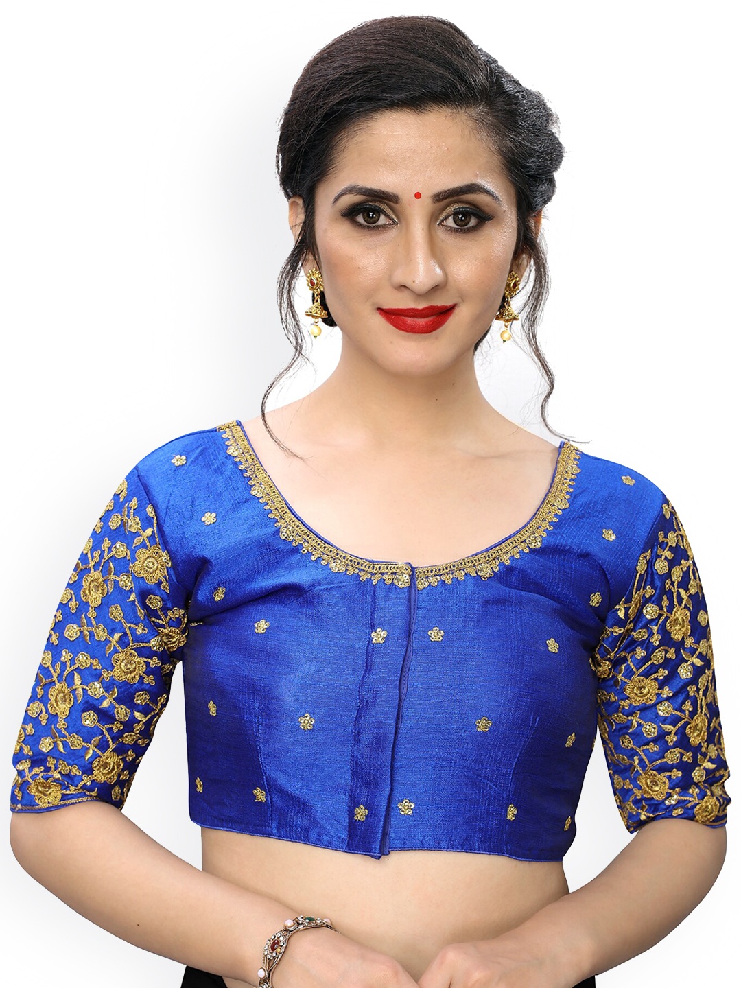 

Fab Viva Embroidered Saree Blouse, Blue