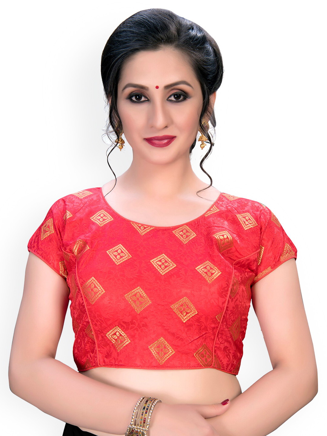 

Fab Viva Woven Design Saree Blouse, Pink