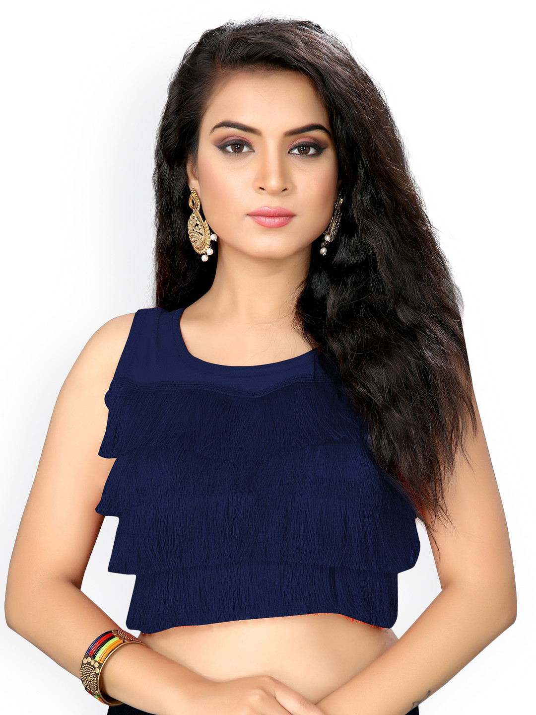 

Fab Viva Silk Saree Blouse, Navy blue