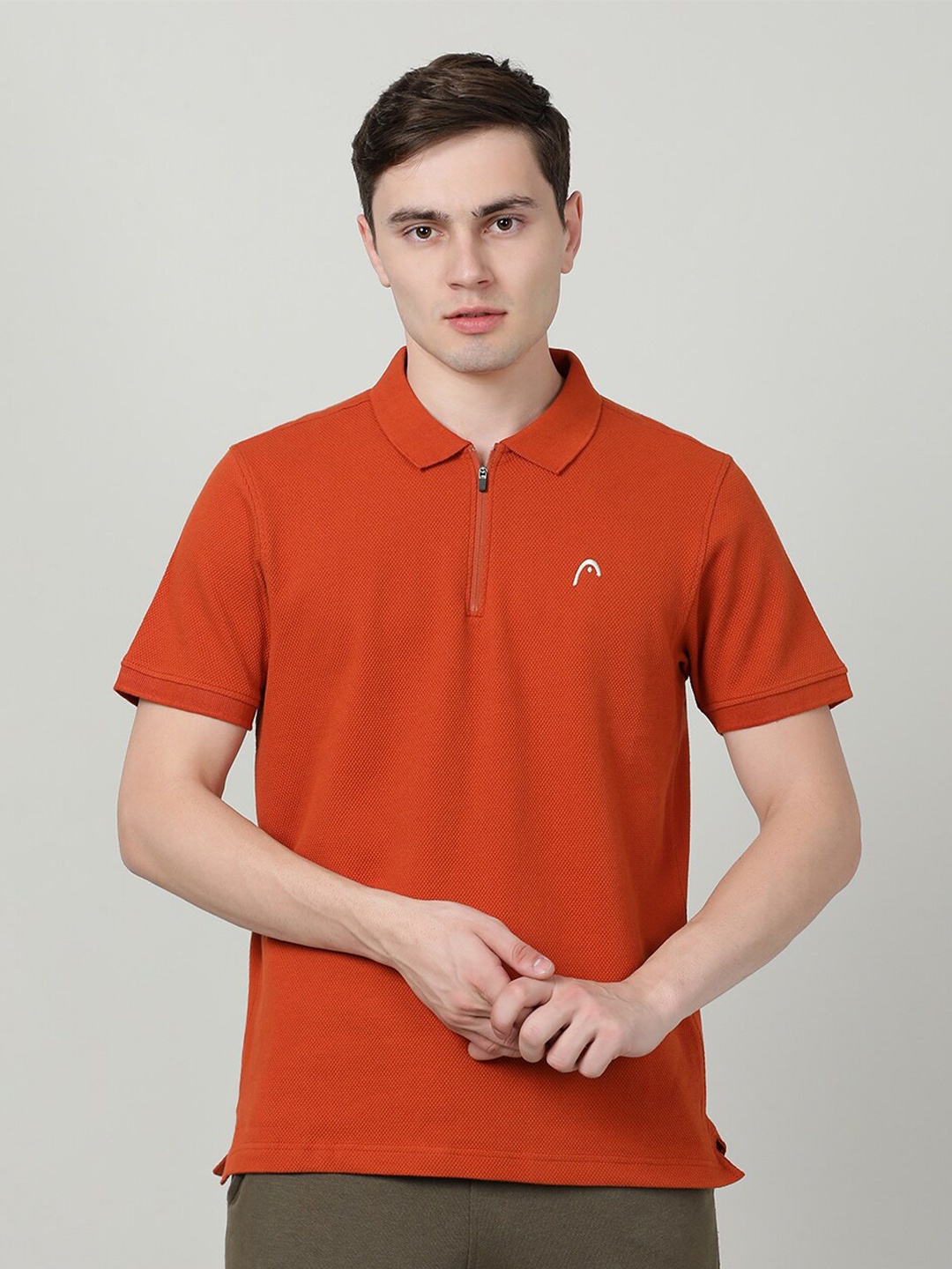 

Head Polo Collar Cotton T-shirt, Orange