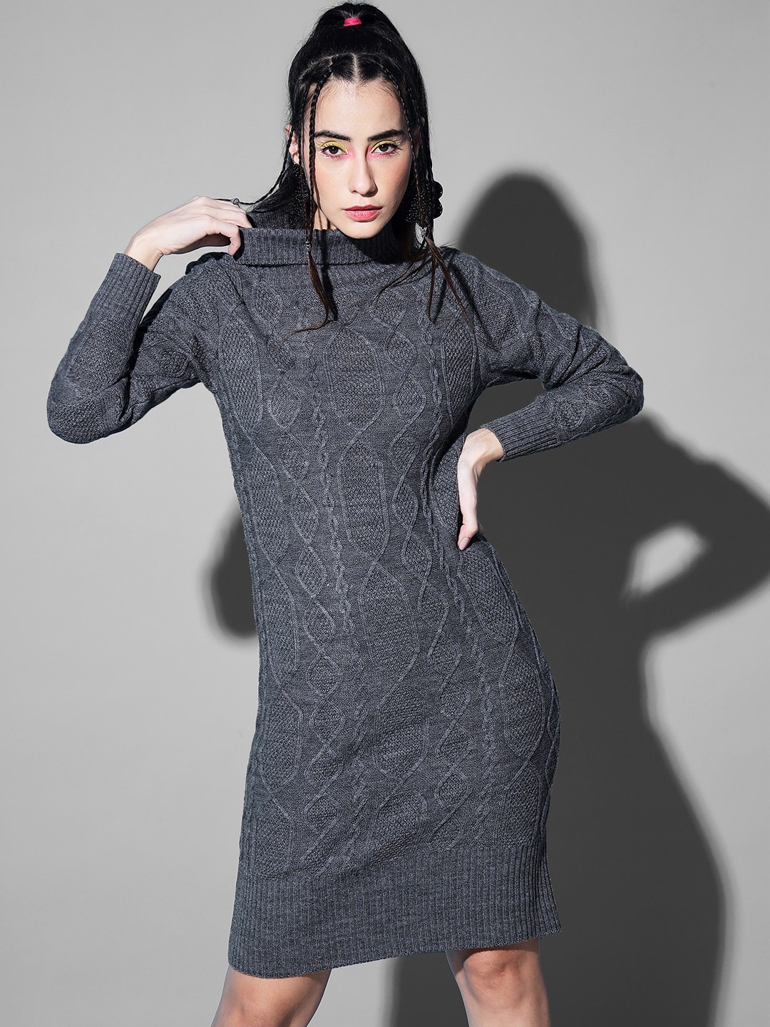 

The Dry State Women Cable Knit Pullover, Grey
