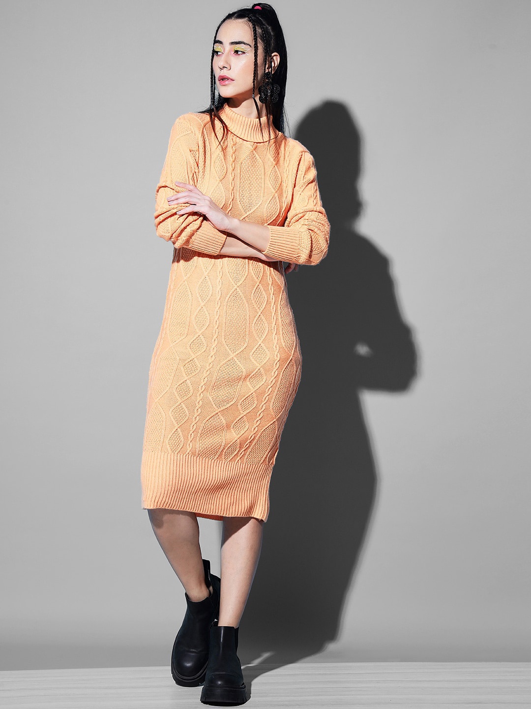 

The Dry State Women Cable Knit Pullover, Orange