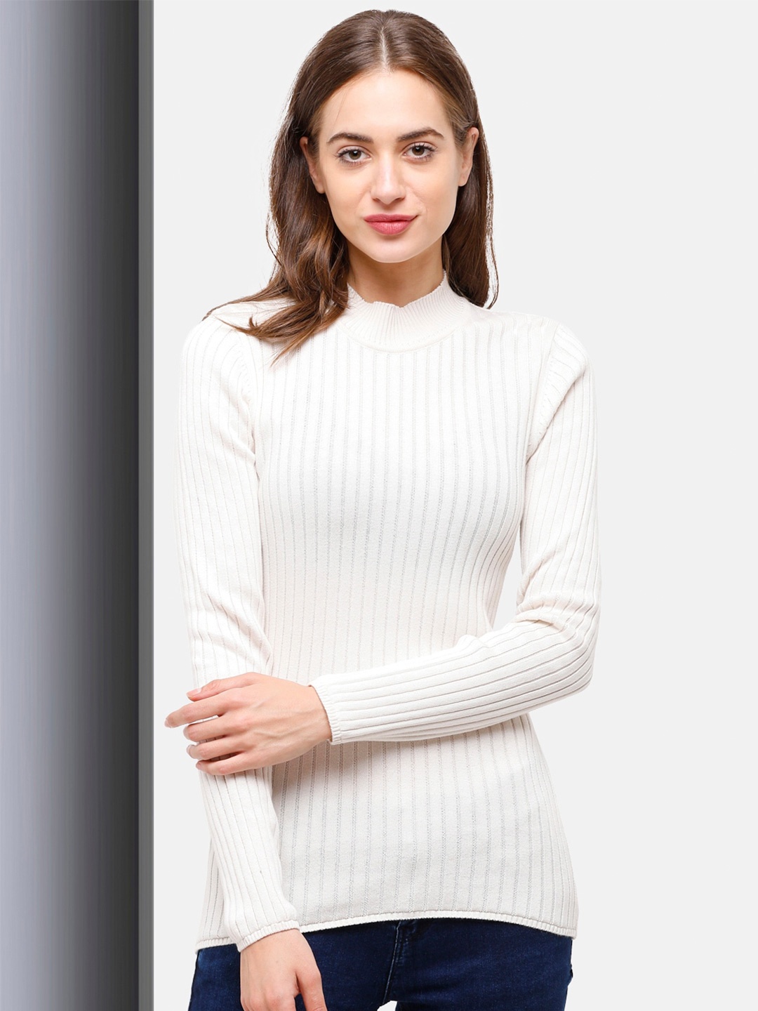 

98 Degree North Women Cotton Cable Knit Pullover, Off white