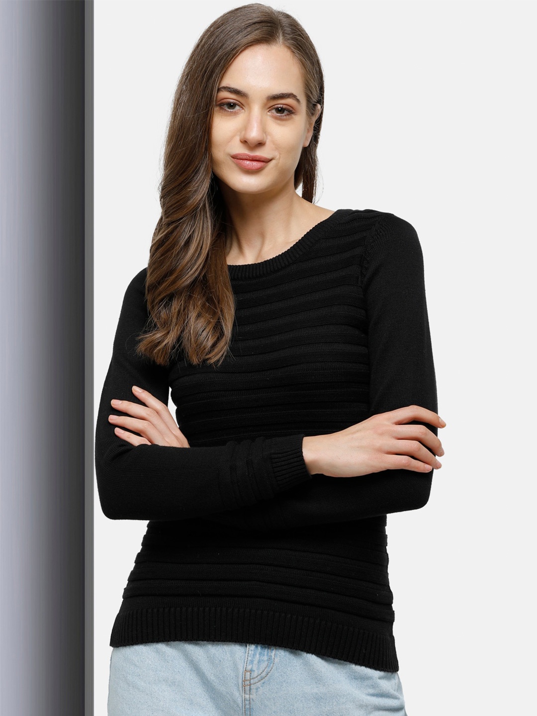 

98 Degree North Women Cotton Cable Knit Pullover, Black