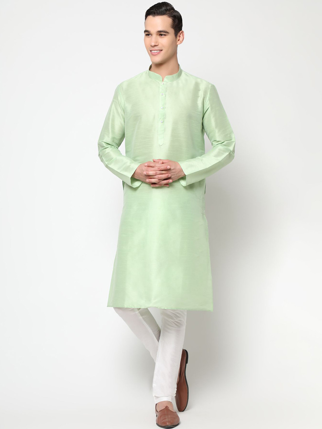 

PREMROOP- THE STYLE YOU LOVE Men Pure Cotton Kurta with Trousers, Sea green