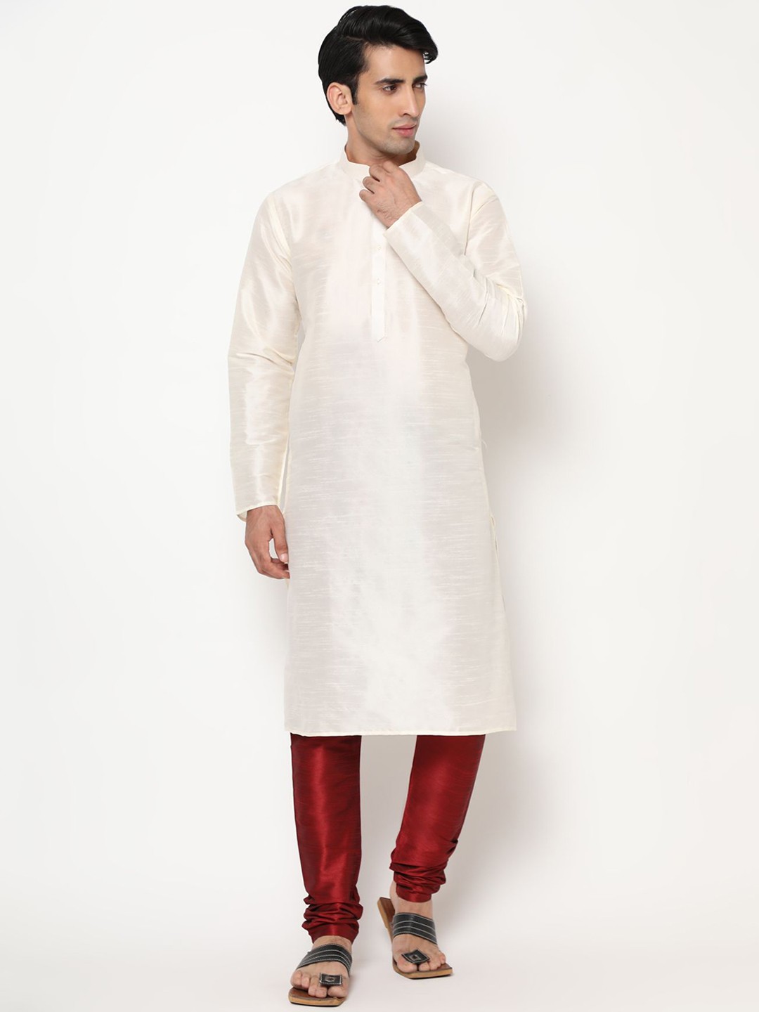 

PREMROOP- THE STYLE YOU LOVE Men Pure Cotton Kurta with Churidar, Off white