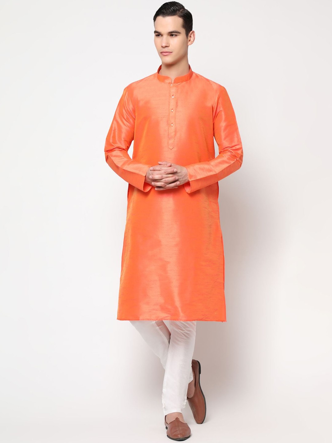 

PREMROOP- THE STYLE YOU LOVE Men Pure Cotton Kurta with Trousers, Orange