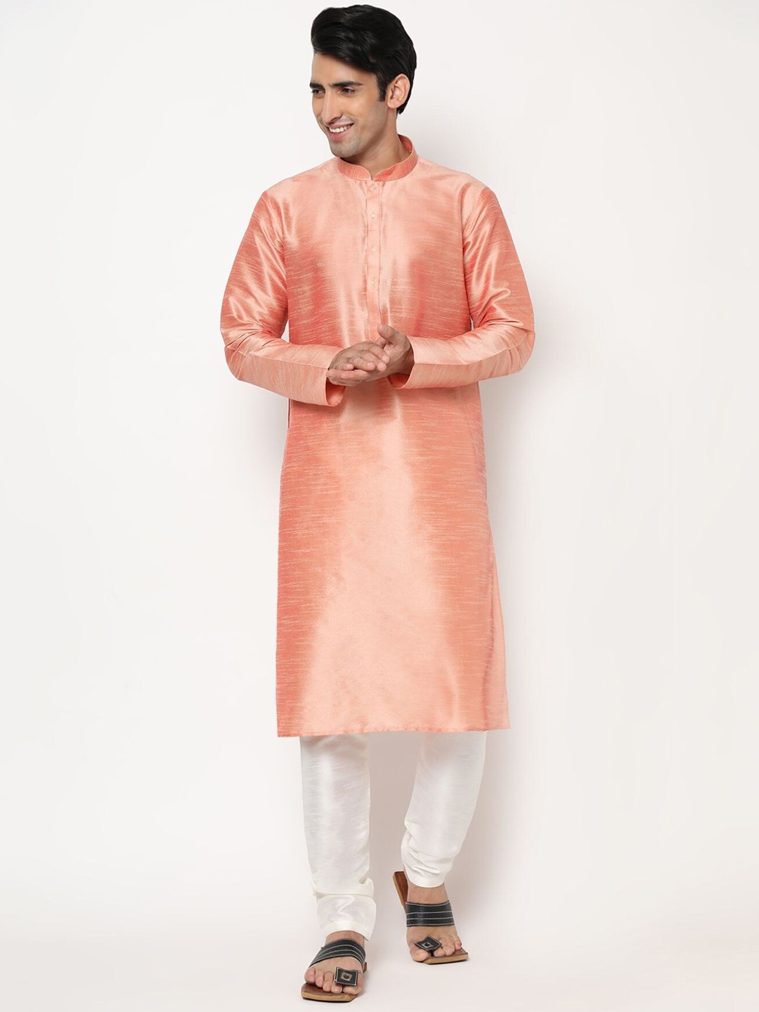 

PREMROOP- THE STYLE YOU LOVE Men Pure Cotton Kurta with Pyjamas, Peach