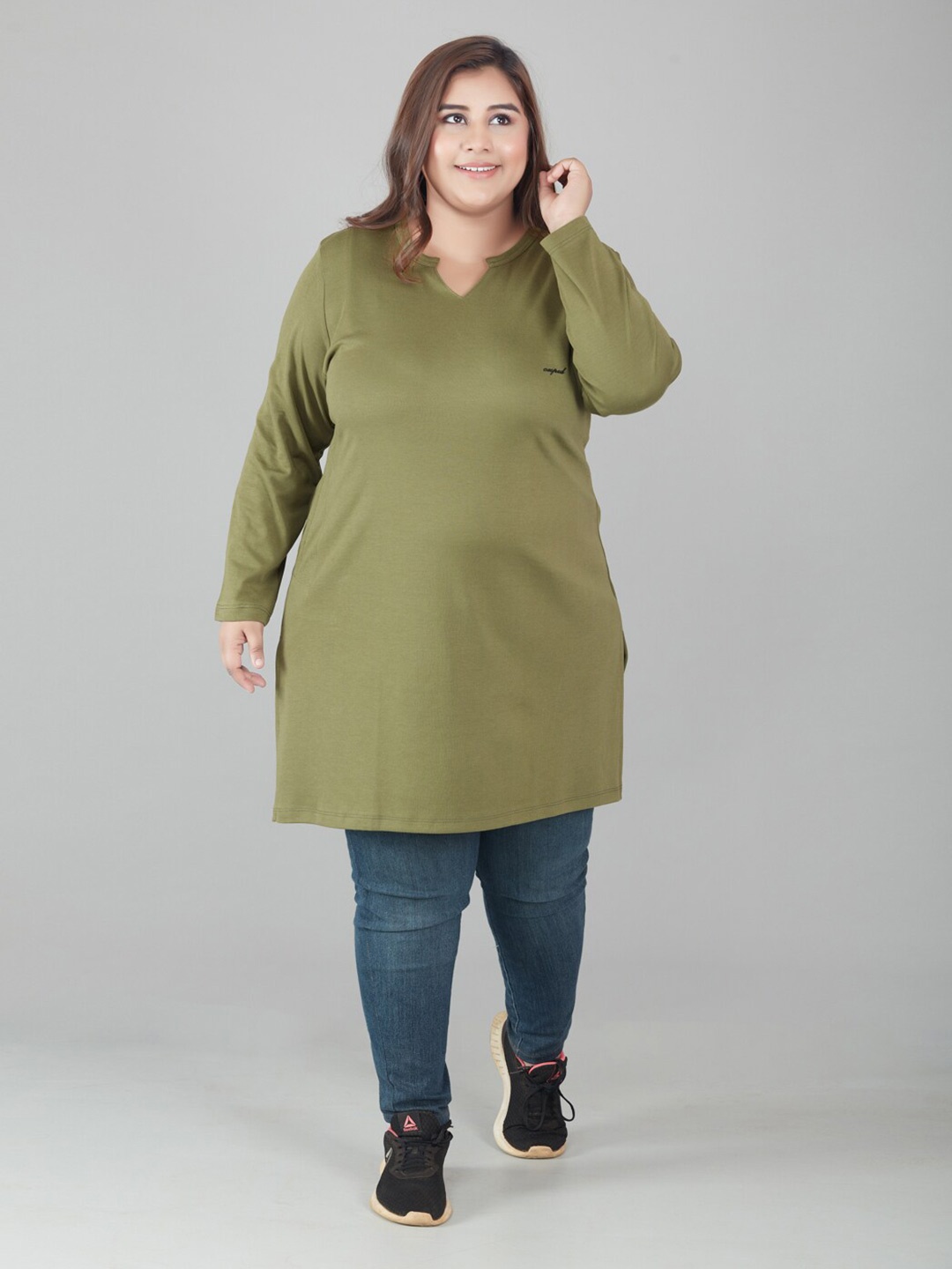 

CUPID Plus Size Longline Top, Olive