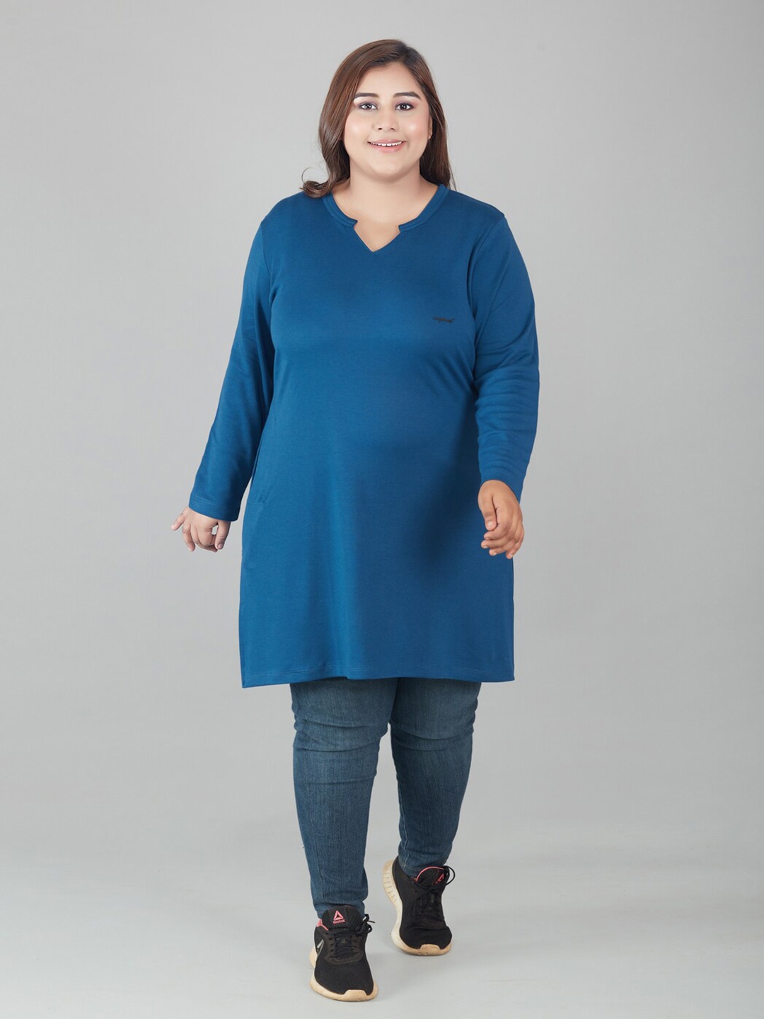 

CUPID Plus Size Longline Top, Blue