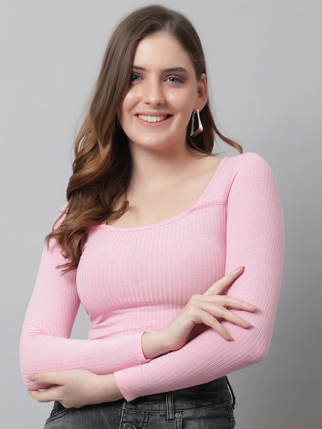 

NoBarr Square Neck Crop Top, Pink