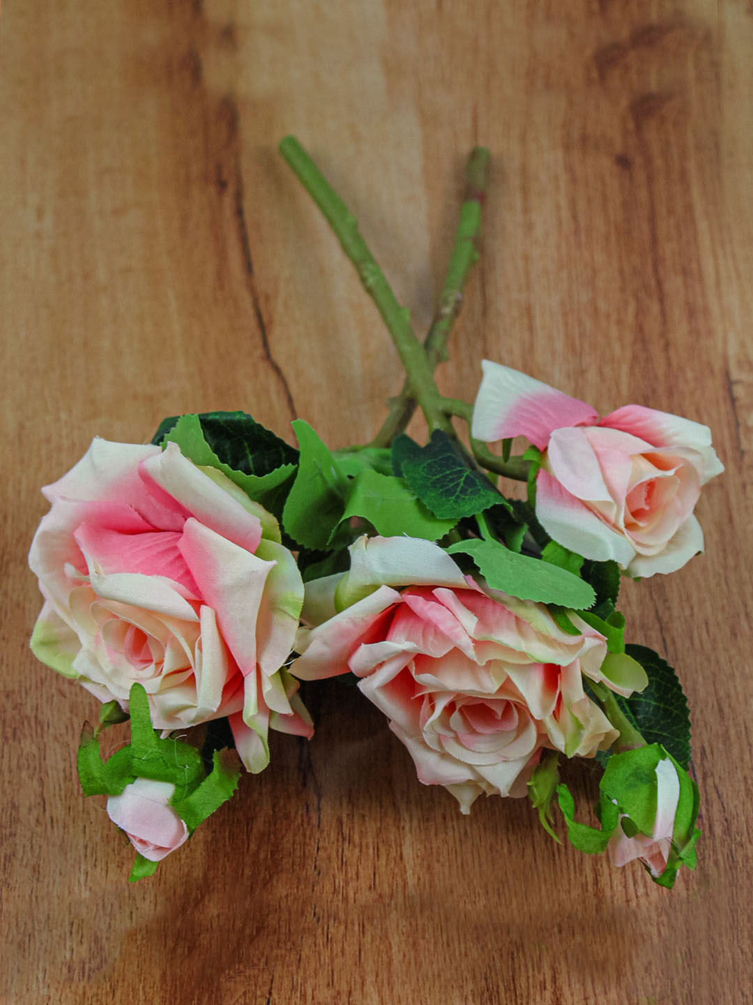 

TIED RIBBONS Pink & Green Set of 2 Artificial Rose Flowers Sticks Without Vase