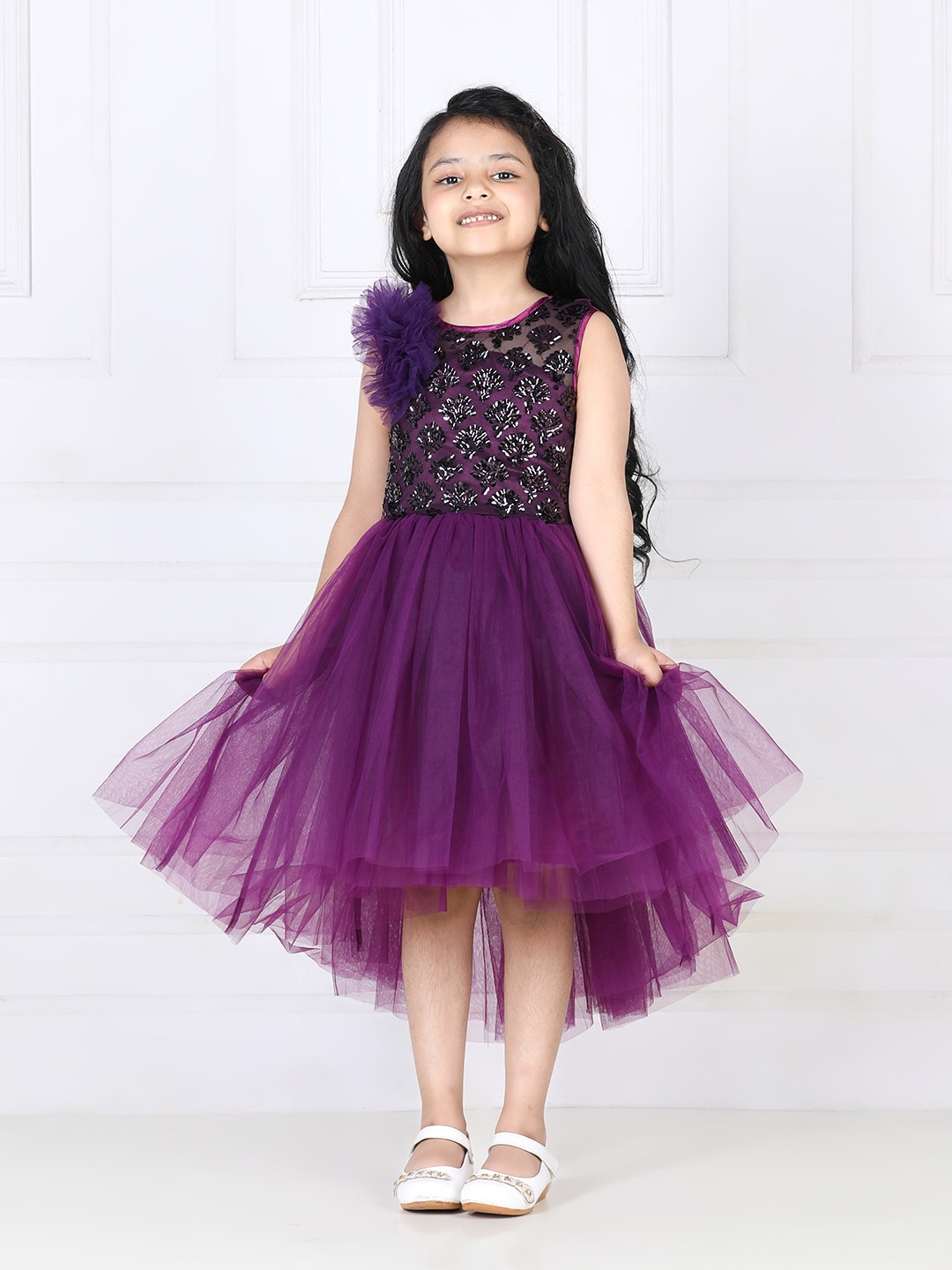 

Toy Balloon kids Girls Embellished Net Dress, Purple