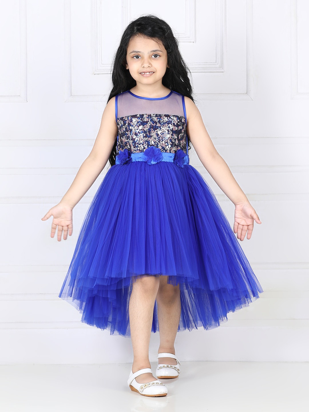 

Toy Balloon kids Girls Embellished Net Dress, Blue