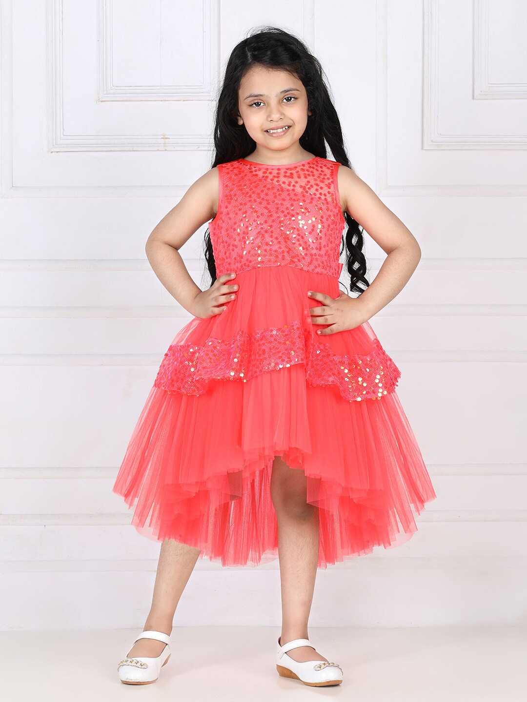 

Toy Balloon kids Girls Embellished Net Dress, Orange