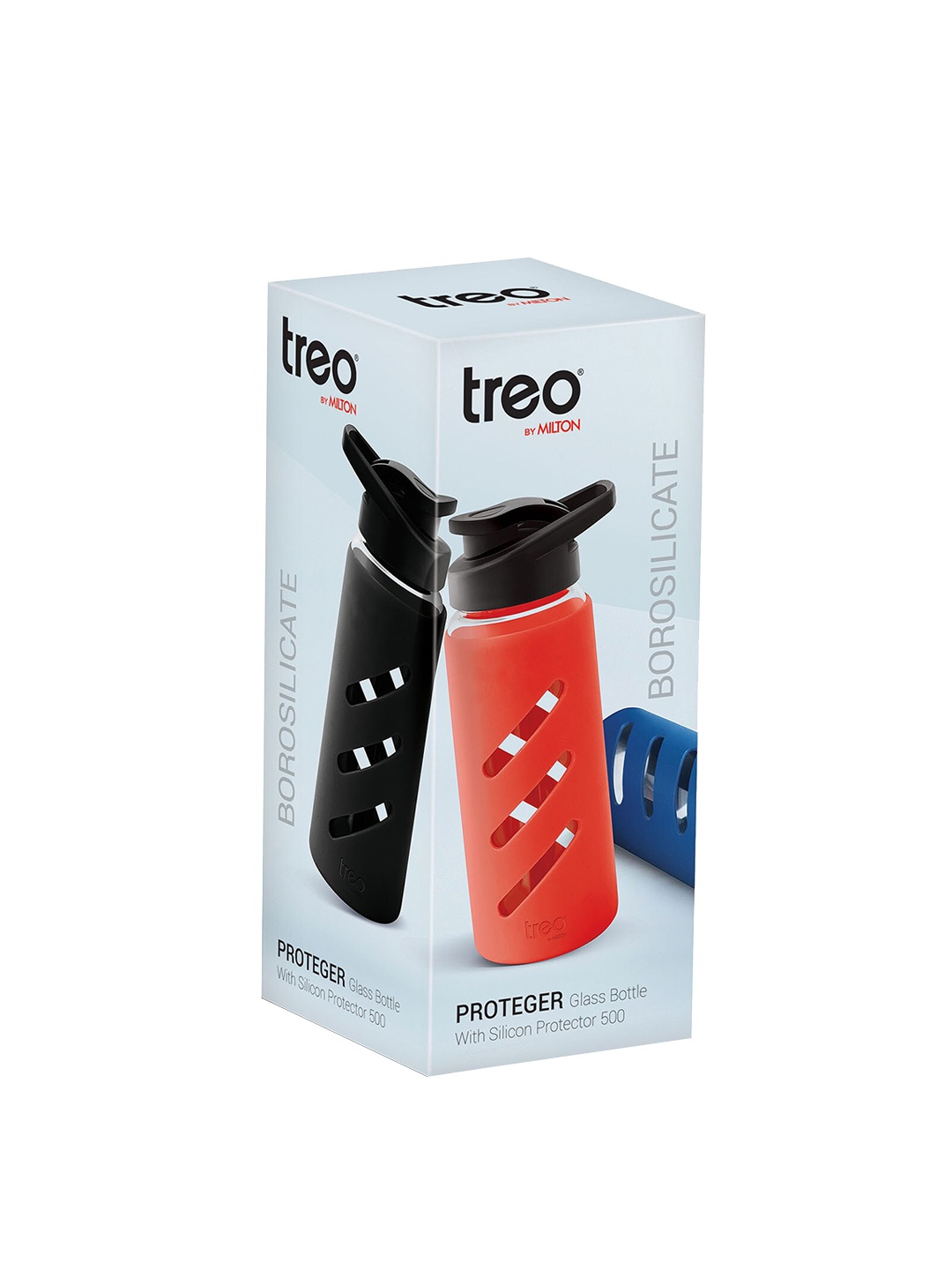 

Treo Proteger 500 Blue Silicon Protector Borosilicate Glass Water Bottle 535ml