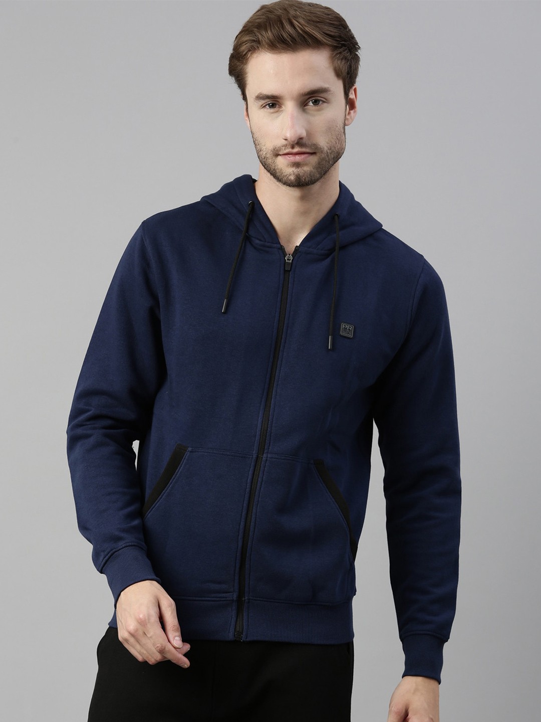 

Proline Active Men Front-Open Hooded Cotton Sweatshirt, Blue